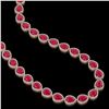 Image 2 : 64.01 CTW Ruby & Diamond Halo Necklace 10K Rose Gold - REF-785A8X - 41190