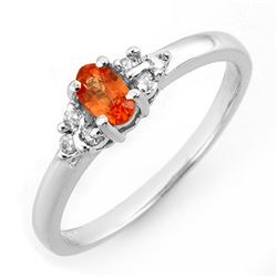 0.44 CTW Orange Sapphire & Diamond Ring 10K White Gold - REF-18M8H - 10557