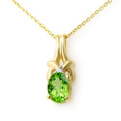 0.87 CTW Peridot & Diamond Pendant 10K Yellow Gold - REF-9X3T - 12786