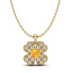 0.27 CTW Citrine & Micro Pave VS/SI Diamond Necklace 18K Yellow Gold - REF-29H5A - 20357