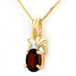 1.0 CTW Garnet & Diamond Pendant 10K Yellow Gold - REF-9N3Y - 12813