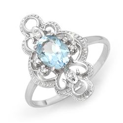 0.83 CTW Blue Topaz & Diamond Ring 10K White Gold - REF-17M8H - 12467