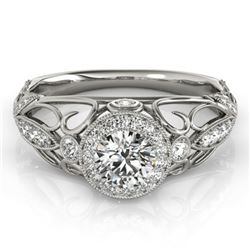 0.93 CTW Certified VS/SI Diamond Solitaire Antique Ring 18K White Gold - REF-167W3F - 27327