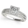 Image 2 : 1.3 CTW Certified VS/SI Princess Diamond 2Pc Set Solitaire Halo 14K White Gold - REF-242W9F - 31385