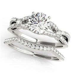 1.5 CTW Certified VS/SI Diamond Solitaire 2Pc Wedding Set 14K White Gold - REF-378X2T - 31889