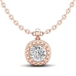 1.1 CTW VS/SI Diamond Solitaire Art Deco Stud Necklace 18K Rose Gold - REF-218X2T - 37122