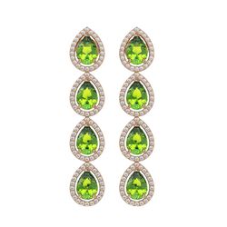 7.46 CTW Peridot & Diamond Halo Earrings 10K Rose Gold - REF-153Y5K - 41166