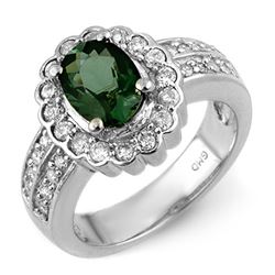 2.35 CTW Green Tourmaline & Diamond Ring 14K White Gold - REF-88K4W - 10856