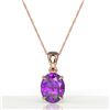 Image 2 : 2.5 CTW Amethyst Designer Inspired Solitaire Necklace 14K Rose Gold - REF-28Y9K - 21848