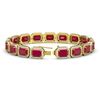 Image 2 : 26.21 CTW Ruby & Diamond Halo Bracelet 10K Yellow Gold - REF-347K8W - 41383
