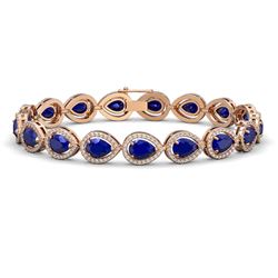 21.69 CTW Sapphire & Diamond Halo Bracelet 10K Rose Gold - REF-315Y5K - 41097