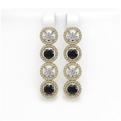 6.22 CTW Black & White Diamond Designer Earrings 18K Yellow Gold - REF-635Y6K - 42703