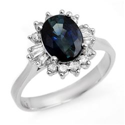 2.29 CTW Blue Sapphire & Diamond Ring 18K White Gold - REF-65W3F - 13238