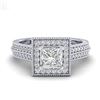 Image 2 : 1.41 CTW Princess VS/SI Diamond Solitaire Micro Pave Ring 18K White Gold - REF-200N2Y - 37178