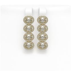 5.92 CTW Oval Diamond Designer Earrings 18K Yellow Gold - REF-1094N9Y - 42820