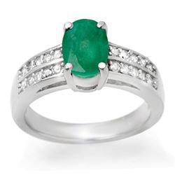 3.25 CTW Emerald & Diamond Ring 14K White Gold - REF-60T2M - 13846