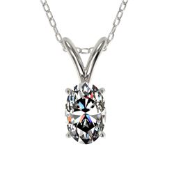 0.50 CTW Certified VS/SI Quality Oval Diamond Solitaire Necklace 10K White Gold - REF-79K5W - 33163