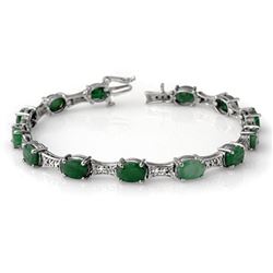 11.04 CTW Emerald & Diamond Bracelet 14K White Gold - REF-135K6W - 14052