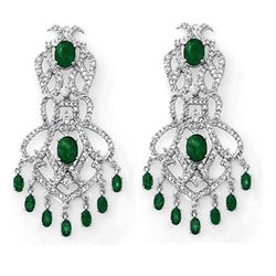17.30 CTW Emerald & Diamond Earrings 14K White Gold - REF-434T8M - 11843