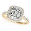 Image 1 : 1.01 CTW Certified VS/SI Cushion Diamond Solitaire Halo Ring 18K Yellow Gold - REF-222W2F - 27116