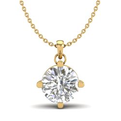 1 CTW VS/SI Diamond Solitaire Art Deco Stud Necklace 18K Yellow Gold - REF-285X2T - 37234