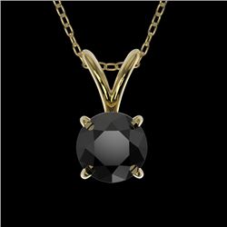 0.50 CTW Fancy Black VS Diamond Solitaire Necklace 10K Yellow Gold - REF-16T5M - 33158