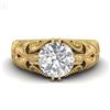 Image 2 : 1 CTW VS/SI Diamond Solitaire Art Deco Ring 18K Yellow Gold - REF-315W2F - 36910
