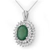 Image 1 : 10.11 CTW Emerald & Diamond Pendant 18K White Gold - REF-272W8F - 14207