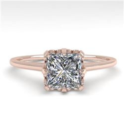 1.0 CTW VS/SI Princess Diamond Solitaire Engagement Ring size 7 18K Rose Gold - REF-322F5N - 35750