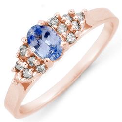 0.74 CTW Blue Sapphire & Diamond Ring 14K Rose Gold - REF-30A2X - 10580