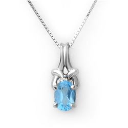 0.91 CTW Blue Topaz & Diamond Necklace 10K White Gold - REF-15H3A - 11225
