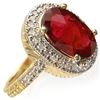 Image 2 : 5.50 CTW Rubellite & Diamond Ring 14K Yellow Gold - REF-182X8T - 10980