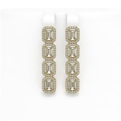 6.08 CTW Emerald Cut Diamond Designer Earrings 18K Yellow Gold - REF-1302M9H - 42757