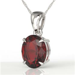 3.50 CTW Garnet Designer Inspired Solitaire Necklace 18K White Gold - REF-29W3F - 21863