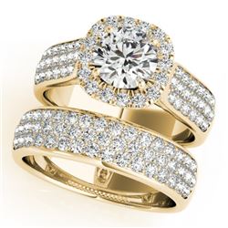 2.59 CTW Certified VS/SI Diamond 2Pc Wedding Set Solitaire Halo 14K Yellow Gold - REF-475N5Y - 31168