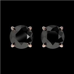 1 CTW Fancy Black VS Diamond Solitaire Stud Earrings 10K Rose Gold - REF-25A2X - 33053