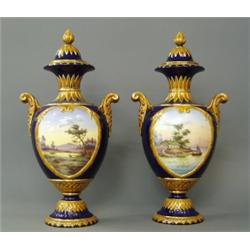 A pair of urns with lids