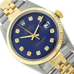 Rolex Men's Two Tone 14K Gold/SS, QuickSet, Diamond Dial with Fluted Bezel - REF-431K5T