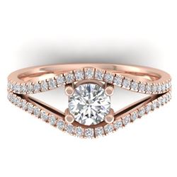 1.05 CTW Certified VS/SI Diamond Art Deco Ring 14K Rose Gold - REF-126F8N - 30301