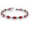 Image 1 : 10.04 CTW Pink Tourmaline & Diamond Bracelet 14K White Gold - REF-150W2F - 10755