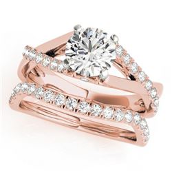 1.06 CTW Certified VS/SI Diamond Solitaire 2Pc Wedding Set 14K Rose Gold - REF-137K3W - 31620