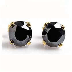 0.50 CTW VS Certified Black Diamond Solitaire Stud Earrings 14K Yellow Gold - REF-16M9H - 14219