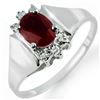 Image 1 : 1.10 CTW Ruby & Diamond Ring 10K White Gold - REF-19T6M - 13649