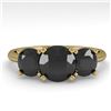 Image 1 : 2 CTW Black Diamond Past Present Future Designer Ring 14K Yellow Gold - REF-71X8T - 38495