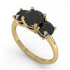 Image 2 : 2 CTW Black Diamond Past Present Future Designer Ring 14K Yellow Gold - REF-71X8T - 38495