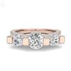 Image 2 : 2.3 CTW VS/SI Diamond Solitaire Micro Pave 3 Stone Ring Band 18K Rose Gold - REF-263H6A - 36957