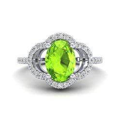 1.75 CTW Peridot & Micro Pave VS/SI Diamond Ring 10K White Gold - REF-35W8F - 20988