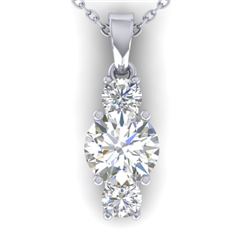 1.5 CTW Certified VS/SI Diamond Art Deco Stud Necklace 14K White Gold - REF-378X4T - 30309