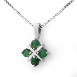 0.38 CTW Emerald Pendant 18K White Gold - REF-14F2N - 12642