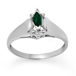 0.22 CTW Emerald & Diamond Ring 10K White Gold - REF-14W2F - 12280